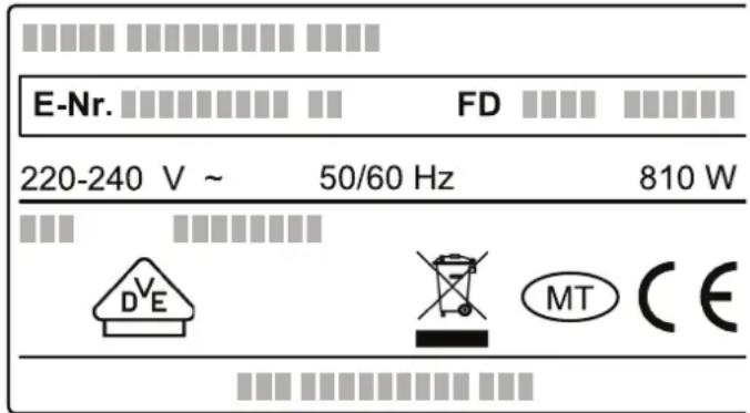 E-Nr. FD 220-240 V ~ 50/60 Hz 810 W DVE MT CE