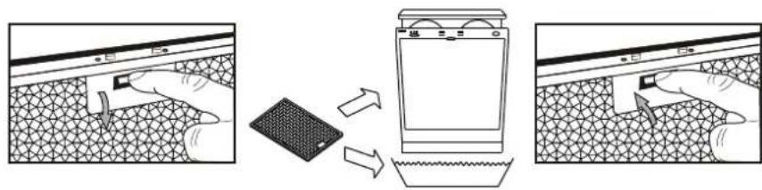 Diagram illustrating a washing machine process with labeled components and directional arrows indicating flow or movement.