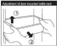 Adjustment of door-mounted bottle rack ① ②