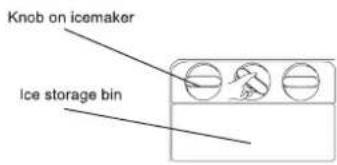 Knob on icemaker Ice storage bin
