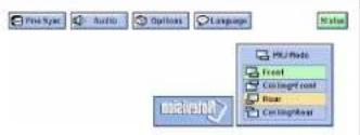 Pro Sync Audio Options Language Status PKU Mode Front Ceiling/End Floor Ceiling/End Mounting