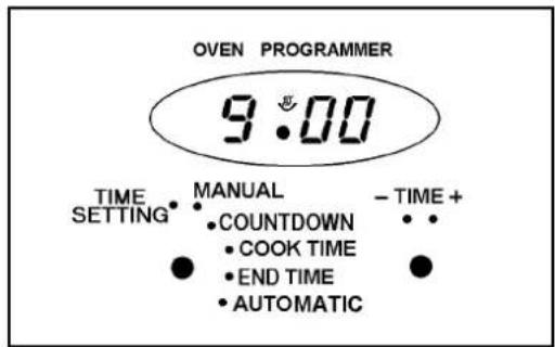 OVEN PROGRAMMER 9:00 TIME SETTING • MANUAL • COUNTDOWN • COOK TIME • END TIME • AUTOMATIC - TIME + • •