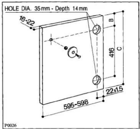 HOLE DIA. 35 mm - Depth 14 mm 16-22 B 416 C 595-598 22±1.5 P0026