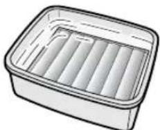 Simple line drawing of a rectangular container with vertical slots (no text or symbols)