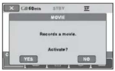 C: 60min STBY SP MOVIE Records a movie. Activate? YES NO