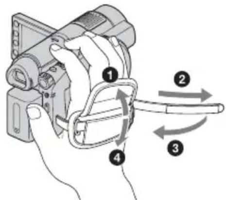 SONY Handycam DCR-DVD910 - Ajuste de la correa de sujeción - 1