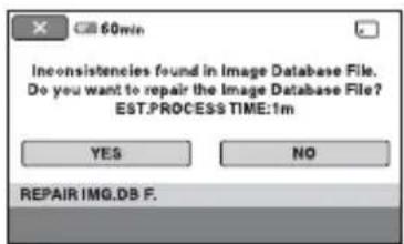 60min Inconsistencies found in Image Database File. Do you want to repair the Image Database File? EST.PROCESS TIME:1m YES NO REPAIR IMG.DB F.