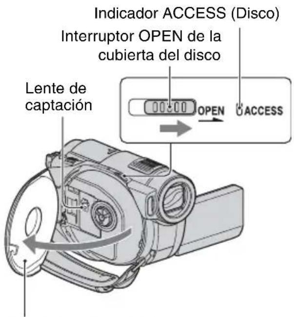 Indicador ACCESS (Disco) Interruptor OPEN de la cubierta del disco Lente de captación OPEN ACCESS