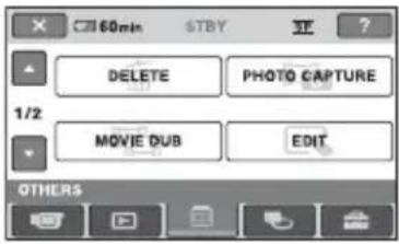 60min STBY DELETE PHOTO CAPTURE 1/2 MOVIE DUB EDIT OTHERS