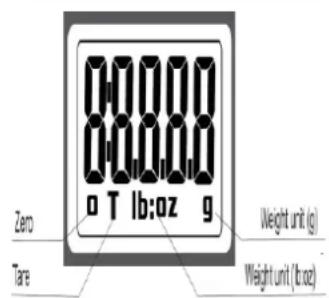 8,8,8,8 a T lb:oz g Zero Tare Weight unit (g) Weight unit (lb:oz)