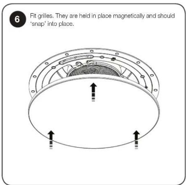 6 Fit grilles. They are held in place magnetically and should 'snap' into place.