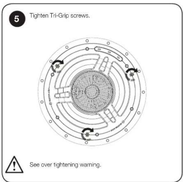 5 Tighten Tri-Grip screws. See over tightening warning.