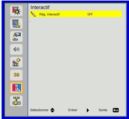 Interactif Rég. Interactif OFF Sélectionner Entrer Sortie Menu