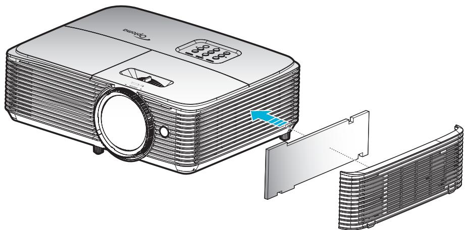 OPTOMA X318STe - Installer et nettoyer le filtre à poussière - 1
