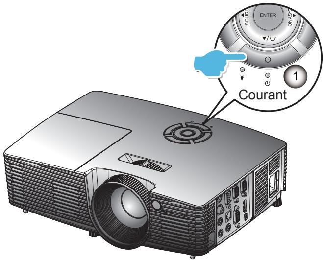 OPTOMA X351 - Mise sous tension du projecteur - 2