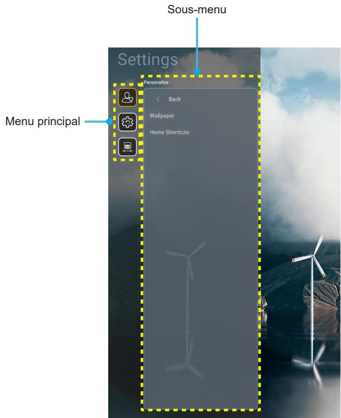 OPTOMA ZH507+ - Navigation dans le menu général - 1