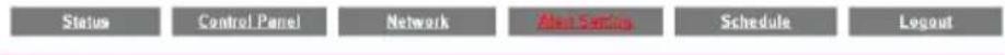 Status Control Panel Network Alert Setup Schedule Logout