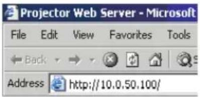 Projector Web Server - Microsoft File Edit View Favorites Tools Back Address http://10.0.50.100/