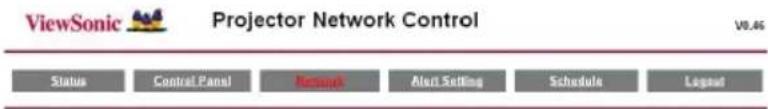 ViewSonic Projector Network Control V8.45 Status Control Panel Network Alert Setting Schedule Layout