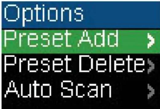 Options Preset Add > Preset Delete > Auto Scan >