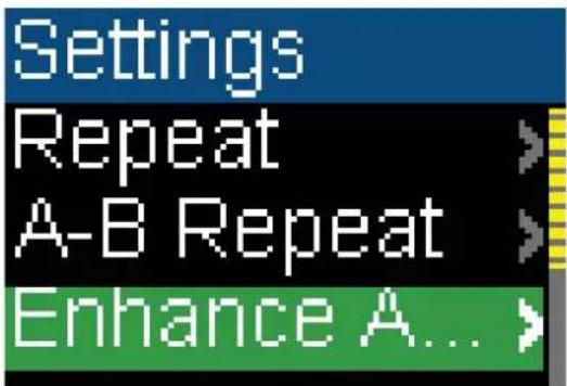 Settings Repeat A-B Repeat Enhance A...