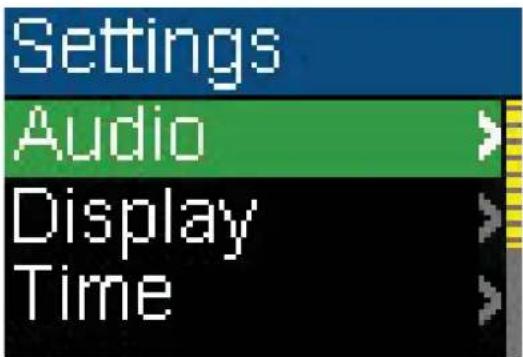 Settings Audio Display Time