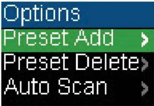 Options Preset Add > Preset Delete > Auto Scan >