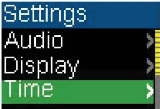 Settings Audio Display Time