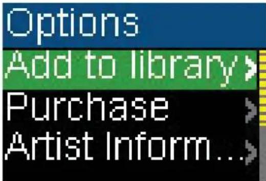 Options Add to library> Purchase Artist Inform...>