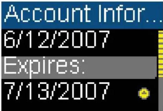 Account Infor... 6/12/2007 Expires: 7/13/2007