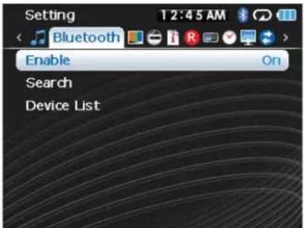 Setting 12:45 AM Bluetooth Enable Search Device List