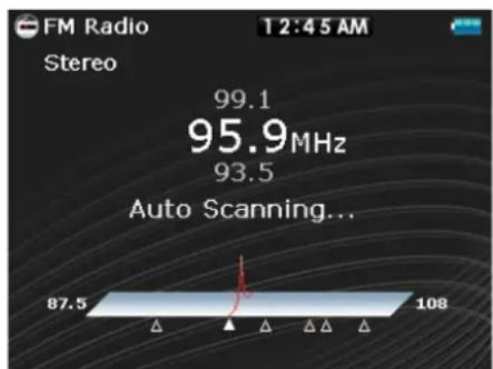 FM Radio Stereo 99.1 95.9MHz 93.5 Auto Scanning... 87.5 108
