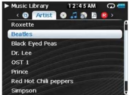 Music Library 12:45 AM < Artist Roxette Beatles Black Eyed Peas Dr. Lee OST 1 Prince Red Hot Chili peppers Simpson