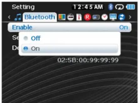 Setting Bluetooth Enable On Set Off De On 02:5B:00:99:99:99