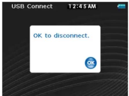 USB Connect 12:45 AM OK to disconnect. OK