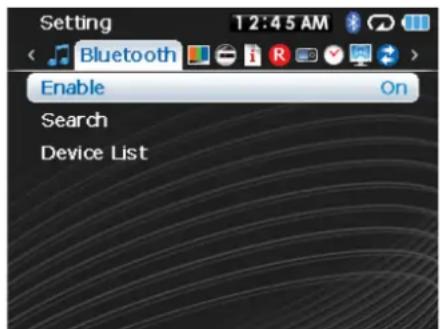 Setting Bluetooth Enable Search Device List 12:45 AM
