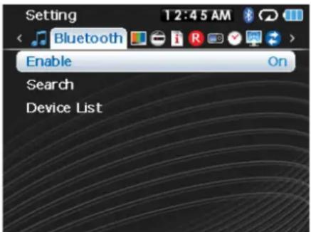 Setting Bluetooth Enable Search Device List 12:45 AM On