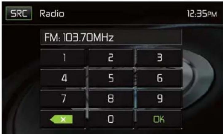 SRC Radio 12:35PM FM: 103.70MHz 1 2 3 4 5 6 7 8 9 X 0 OK