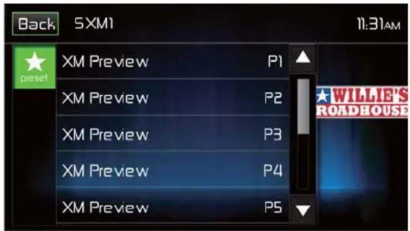 Back SXM1 11:31AM XM Preview P1 XM Preview P2 XM Preview P3 XM Preview P4 XM Preview P5 WILLIE'S ROADHOUSE