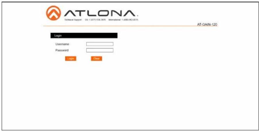 ATLONA Technical Support: US 1 (071)506.3078 International 1 (080) M2.0115 AT-GAIN-120 Login Username Password Login Close