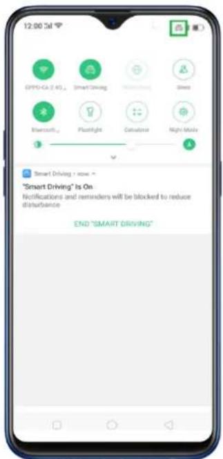 12:00:54 GPS-CA 7.45 Smart Driving Street Bluetooth Planlight Catalender Night Mode Smart Driving - now > "Smart Driving" Is On Notifications and reminders will be blocked to reduce disturbance END "SMART DRIVING"