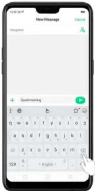 12:00:34 New Message Cancel Recipient Good morning 12# English +