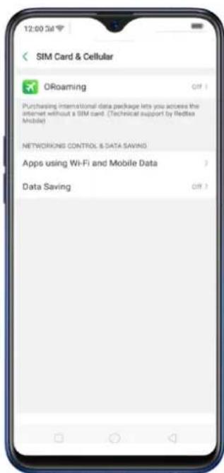 SIM Card & Cellular ORoaming Purchasing international data package lets you access the internet without a SIM card. (Technical support by Redtea Mobile) NETWORKING CONTROL & DATA SAVING Apps using Wi-Fi and Mobile Data Data Saving