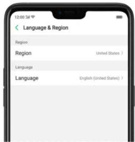 12:00 54 Language & Region Region Region United States > Language Language English (United States ) >