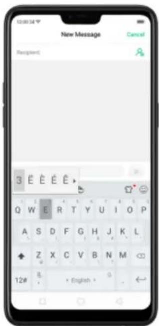 12:00:34 New Message Cancel Recipient: 3 E E E E > Q W E R T Y U I O P A S D F G H J K L Z X C V B N M 12# 8. + English - 0.