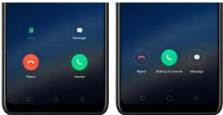 Message Reject Answer Reject Slide up to answer Message
