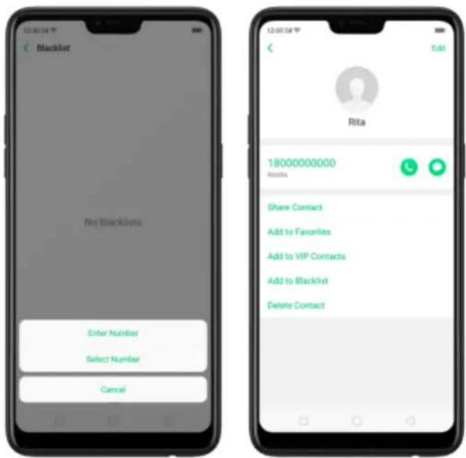 BlackDot No Blacklots Enter Number Select Number Cancel Edit Rita 18000000000 Monthly Share Contact Add to Favorites Add to VIP Contacts Add to Blacklist Delete Contact