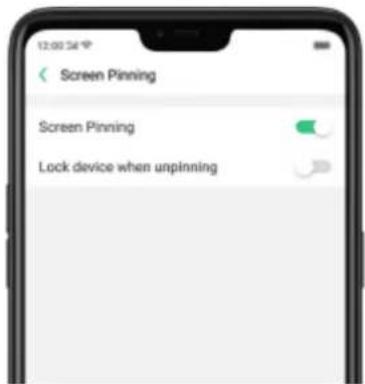 Screen Pinning Screen Pinning Lock device when unpinning