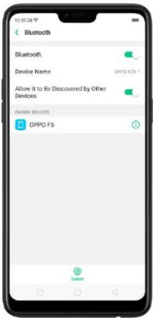 Bluetooth Bluetooth Device Name OPPO A73 1 Allow It to Be Discovered by Other Devices FAILED DEVICES OPPO FS Search