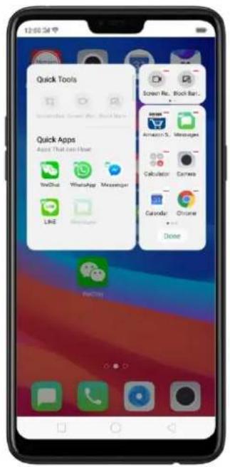 12:00:54 Quick Tools Screen Re... Block Bar... Quick Apps Apps That Last Host YouDua WhatsApp Messenger LINE Messenger Amazon 5. Messages Calculator Camera Calendar Chrome Done